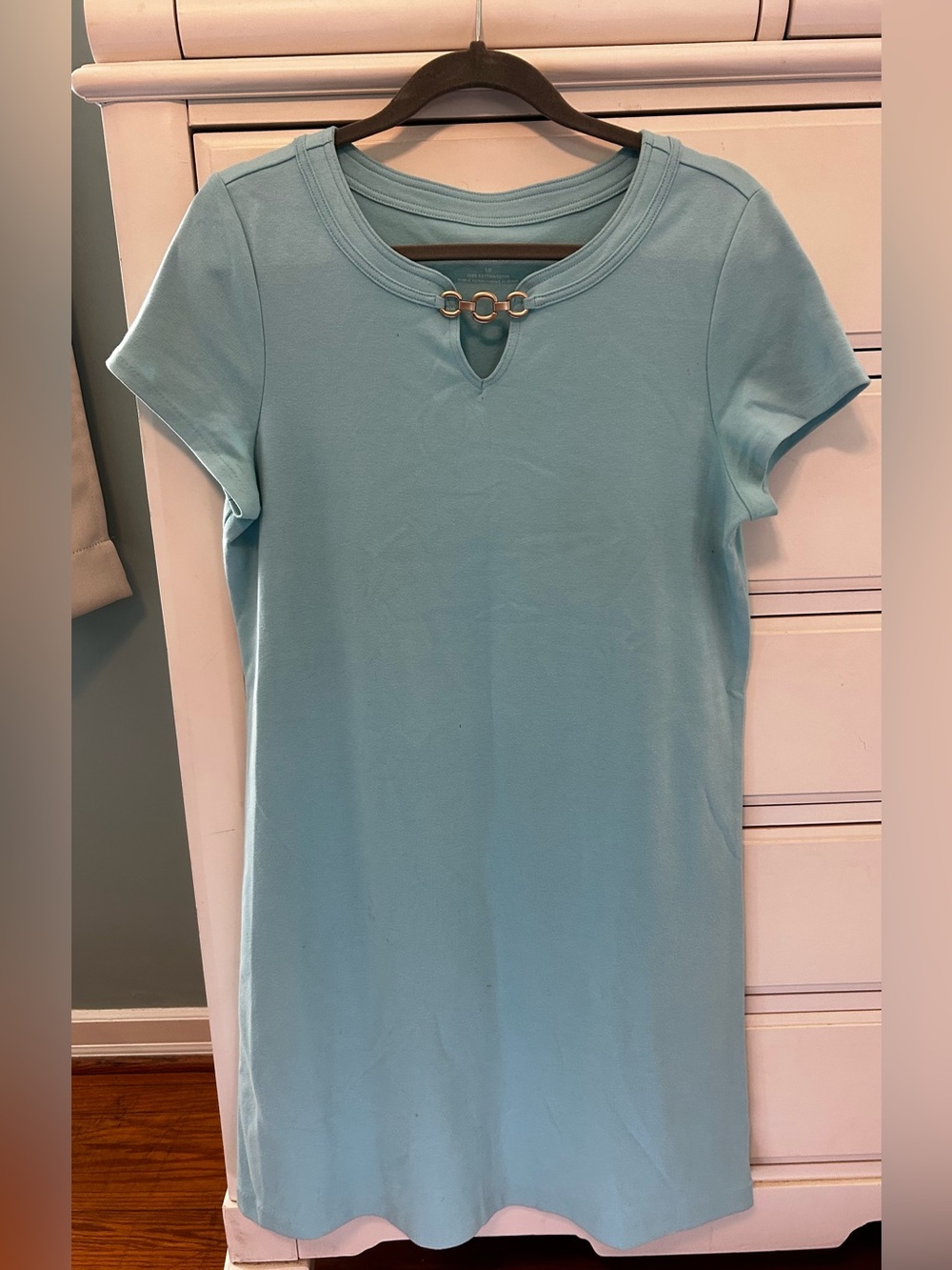 Talbots Light Blue Cotton Top with Decorative Gold-Tone Hardware
